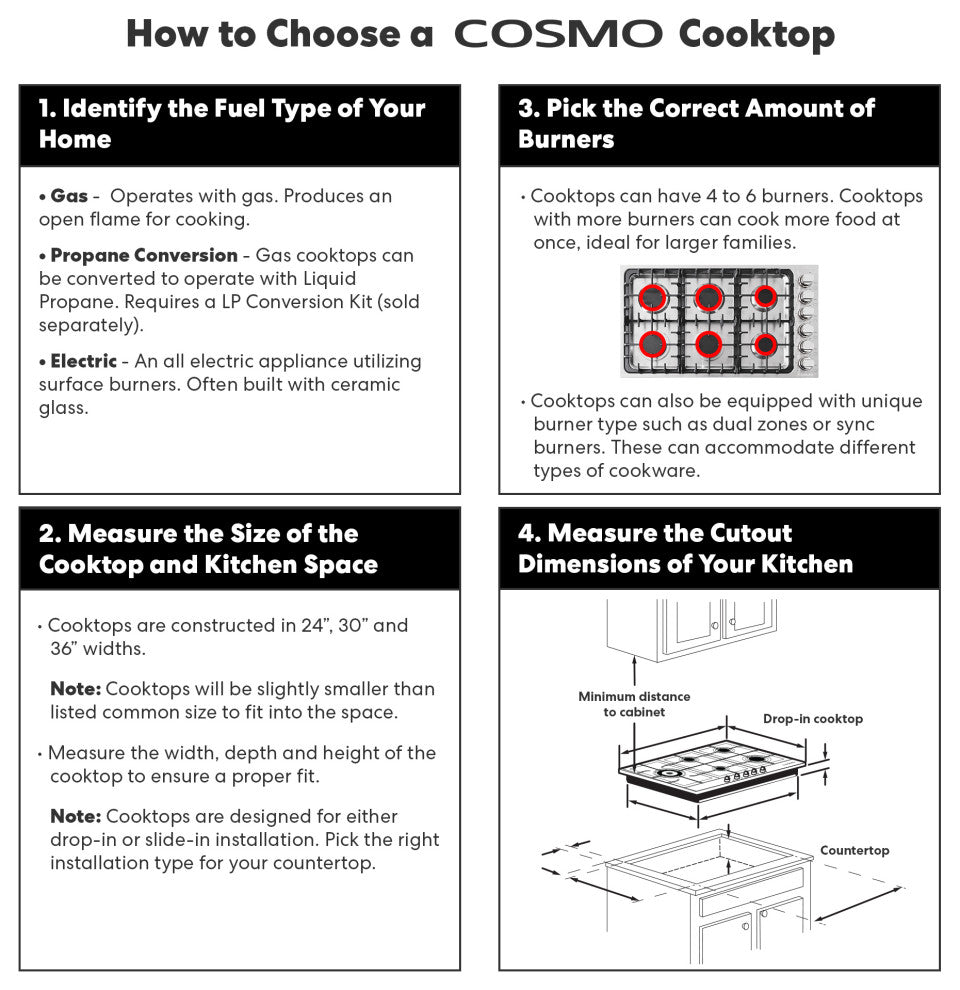 36" Luxury Gas Cooktop in Stainless Steel With 6 Italian Burners Easy Clean