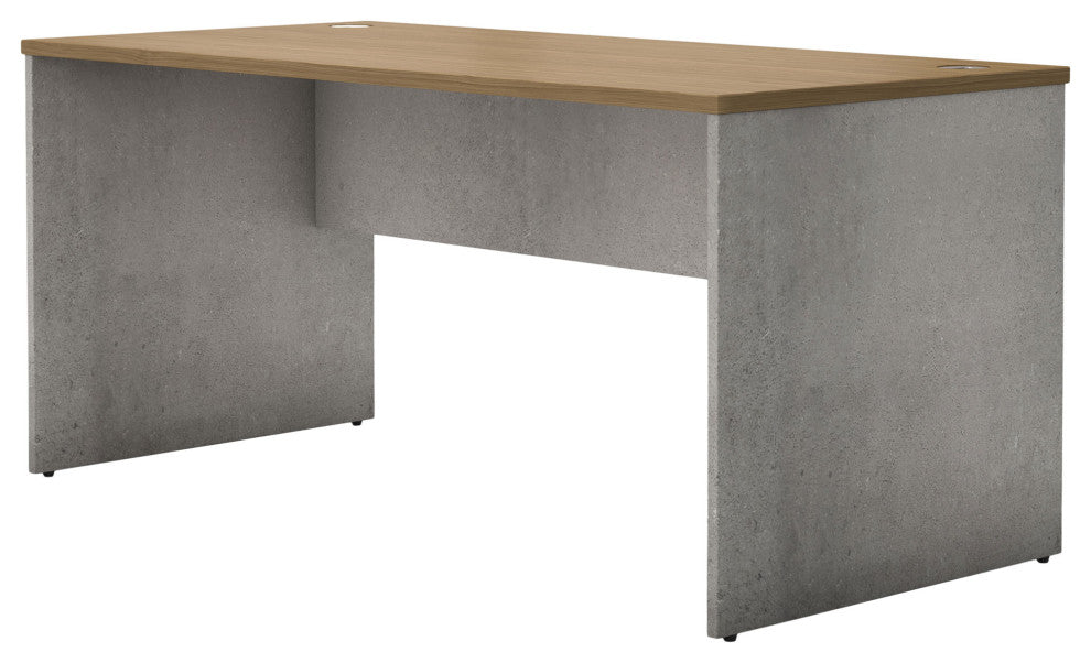 Broome Desk, Weathered Concrete on Latte Walnut