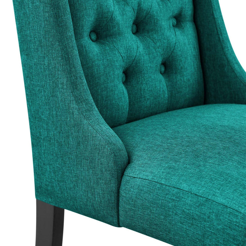 Side Dining Chair, Teal Blue, Fabric, Modern