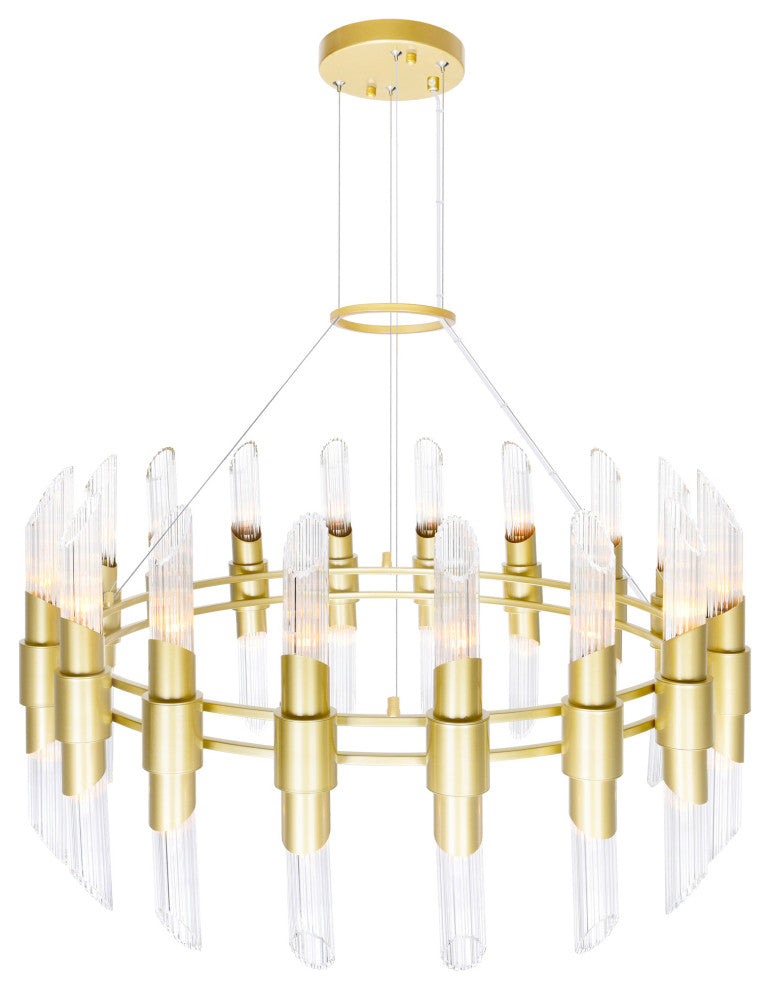 Croissant 36 Light Chandelier With Satin Gold Finish
