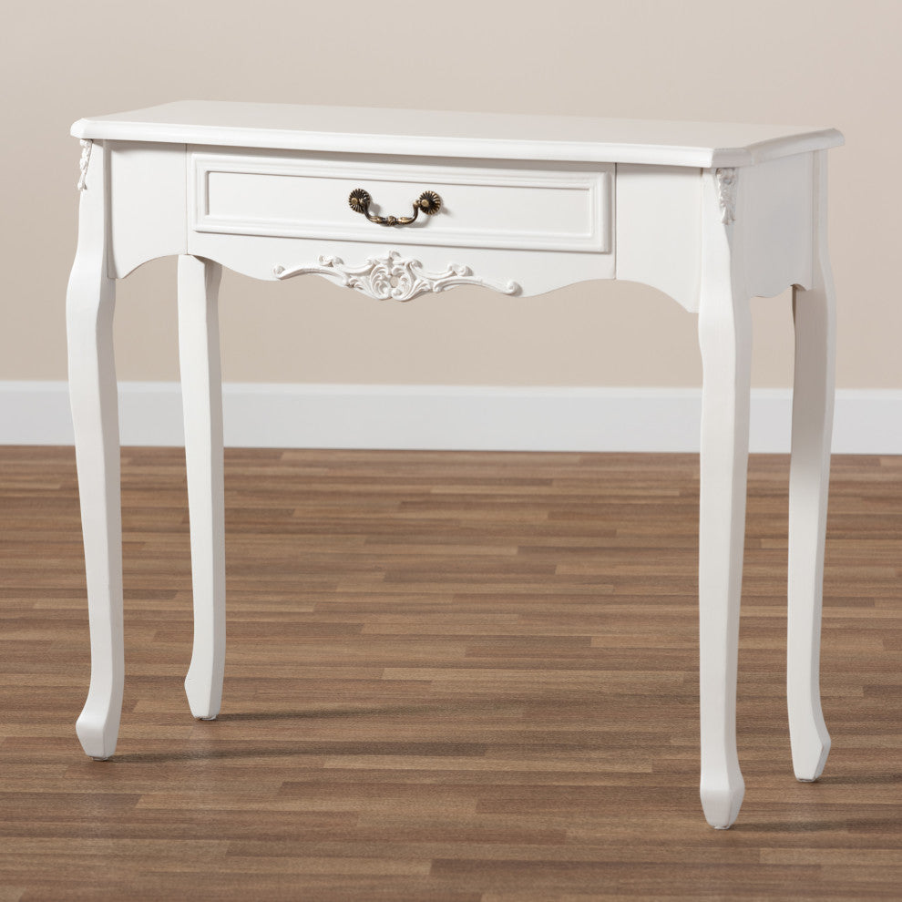Gabrielle Traditional Provincial White-Finished 1-Drawer Wood Console Table