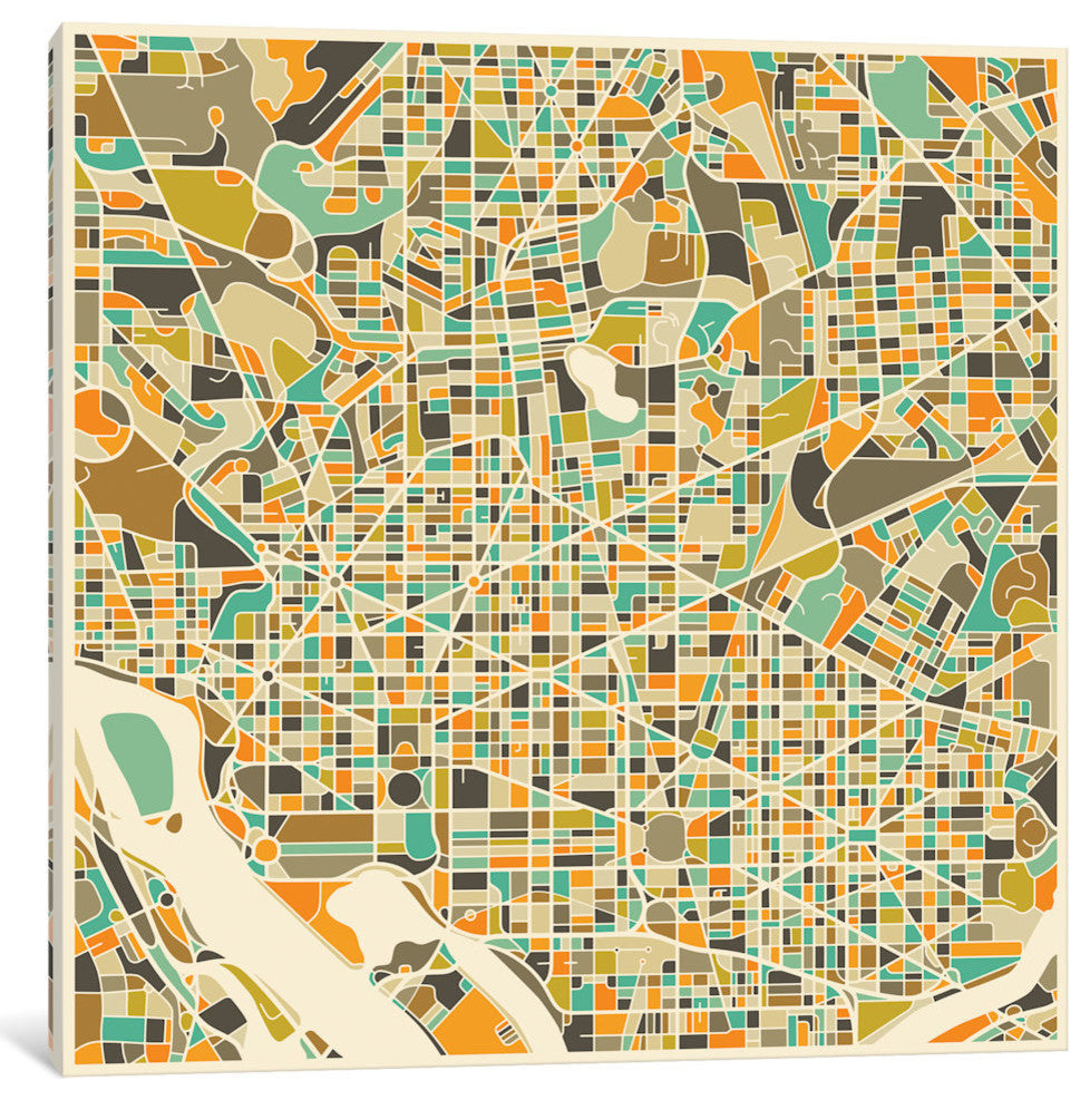 "Abstract City Map of Washington" by Jazzberry Blue, 26x26x1.5