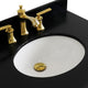 31" Single Vanity, Blue Finish With Black Galaxy And Oval Sink