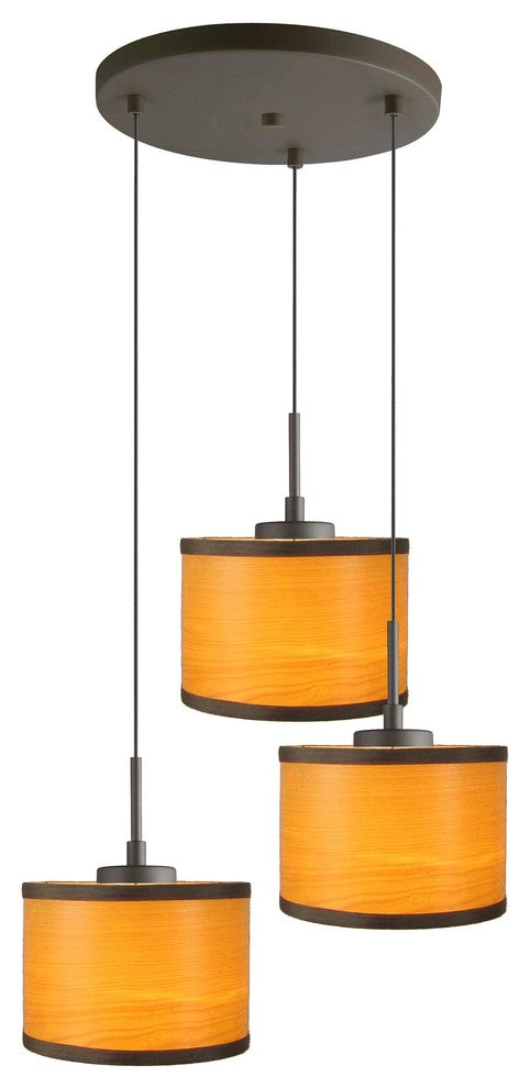 Merna 3-Light Cluster Pendant, Bronze, Veneer/Nougat