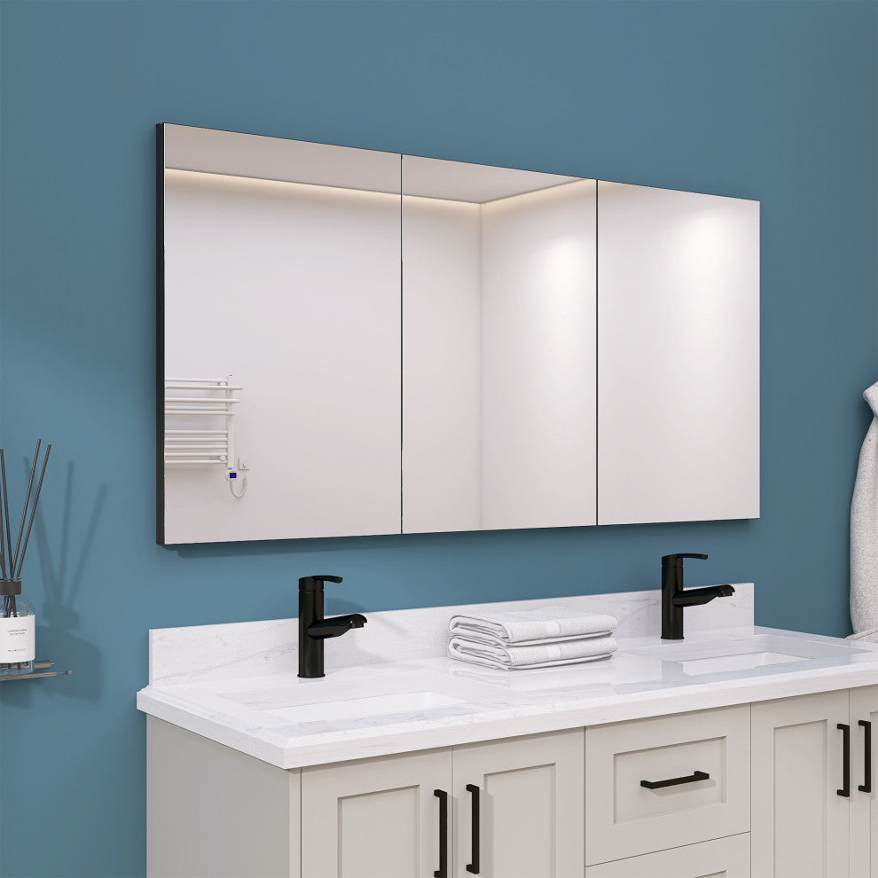 60'' W 30'' H Recessed or Surface Mount Frameless Medicine Cabinet with Mirrors