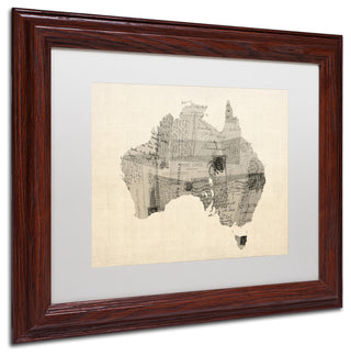 Michael Tompsett 'Australia Postcard Map' Matted Framed Art, White Mat, 14"x11"