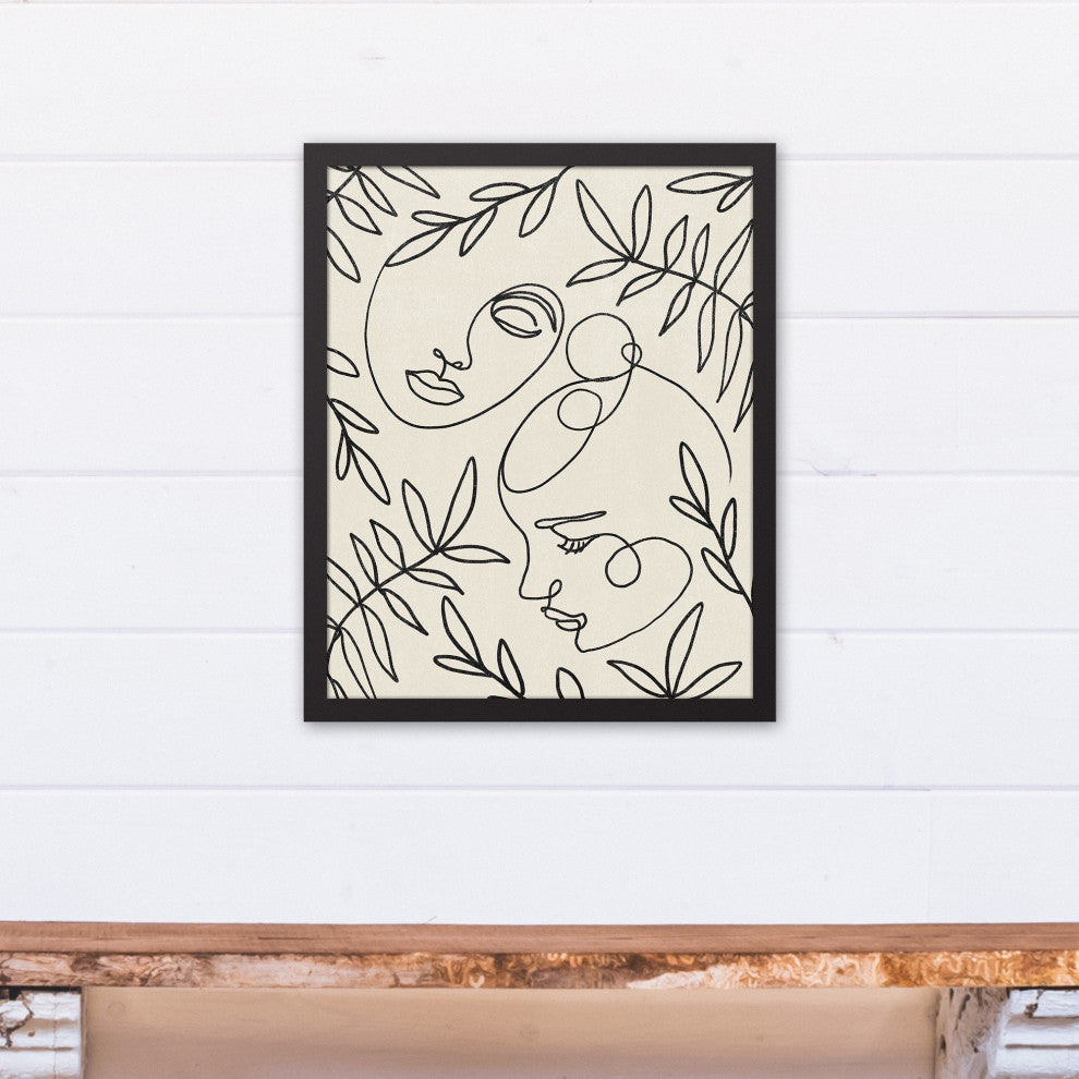 Botanical Faces 16"x20" Black Framed Canvas