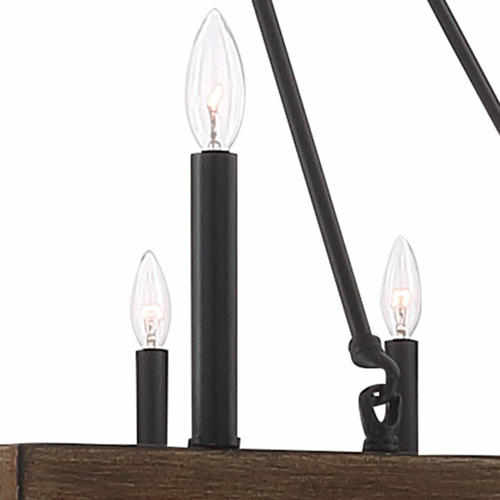 16-Light Octagonal Chandelier, California Walnut/Classic Black