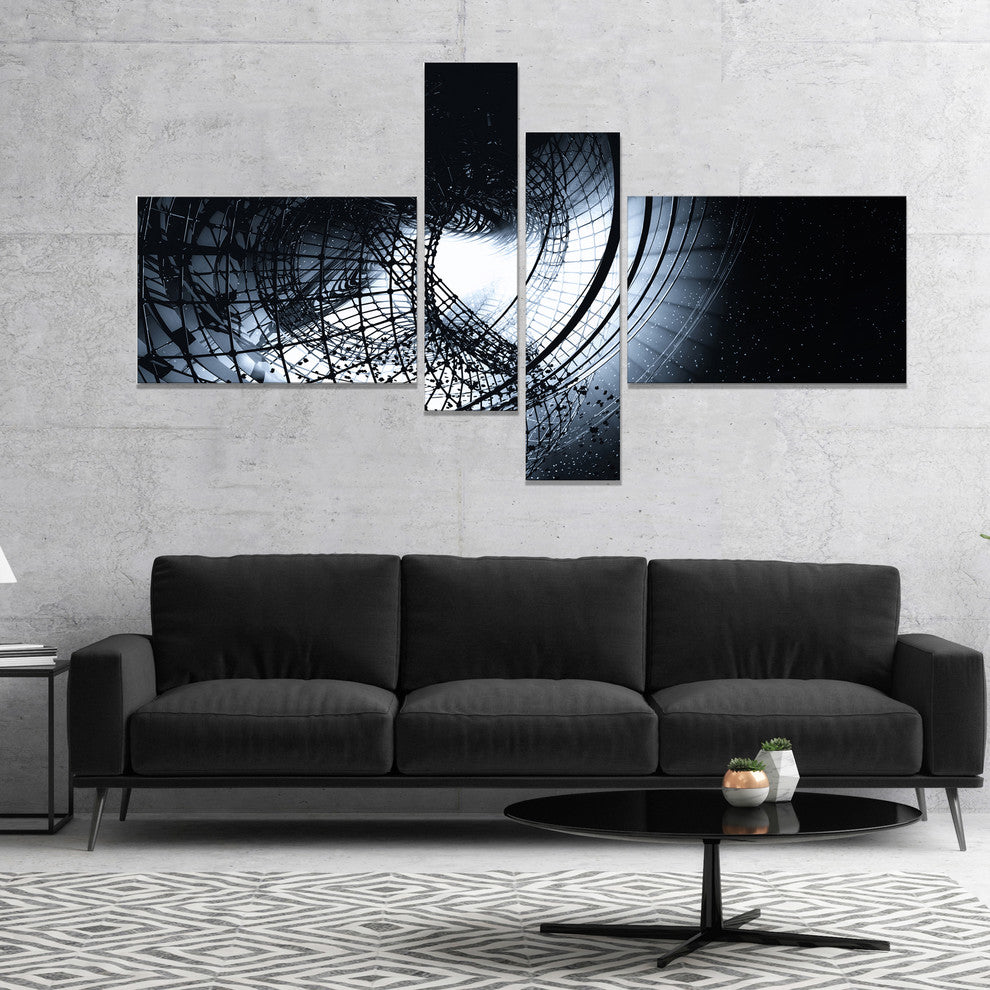 3D Abstract Art Black Spiral, Abstract Canvas art print, 60"x32", 4 panels