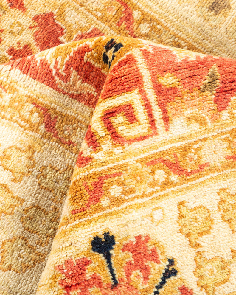 Modern, One-of-a-Kind Hand-Knotted Area Rug Orange, 3'2"x5'3"