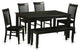 Duwe6-Blk-W, 6-Piece Set, Table and 4 Chairs Coupled With Bench