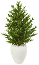 3.5' Olive Cone Topiary Artificial Tree in White Planter UV Resistant