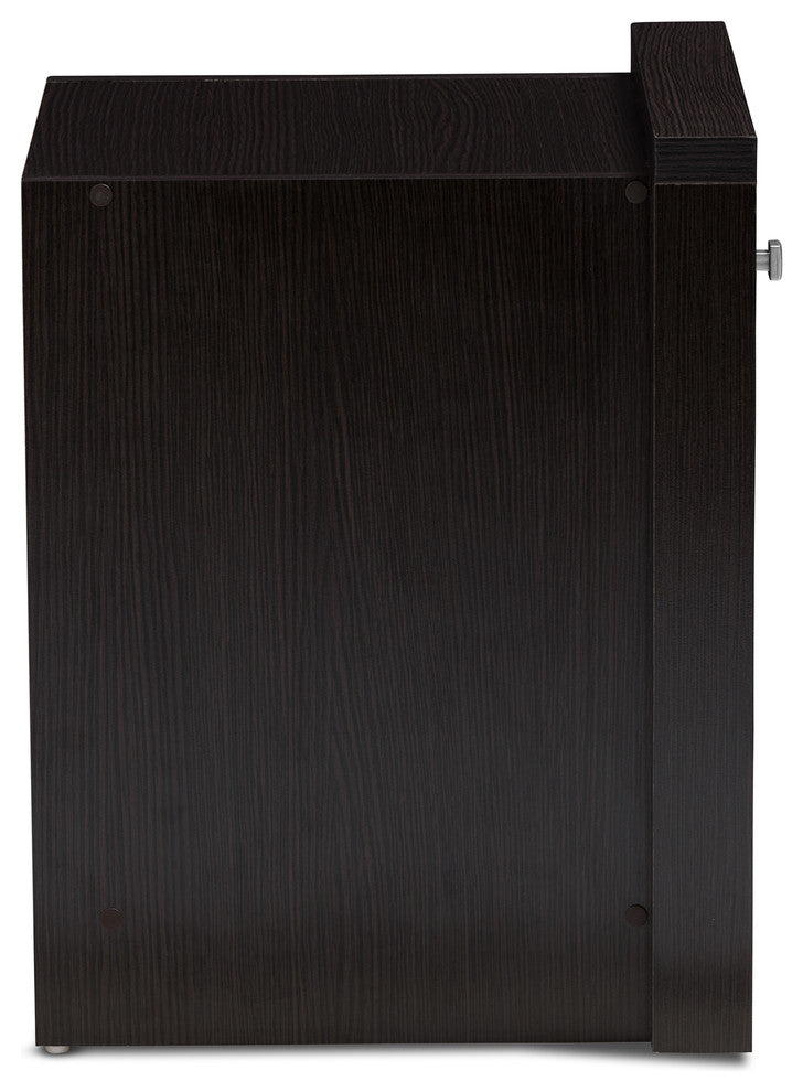 Urban Designs Watkins 1-Drawer Wooden Nightstand, Wenge Brown Finish