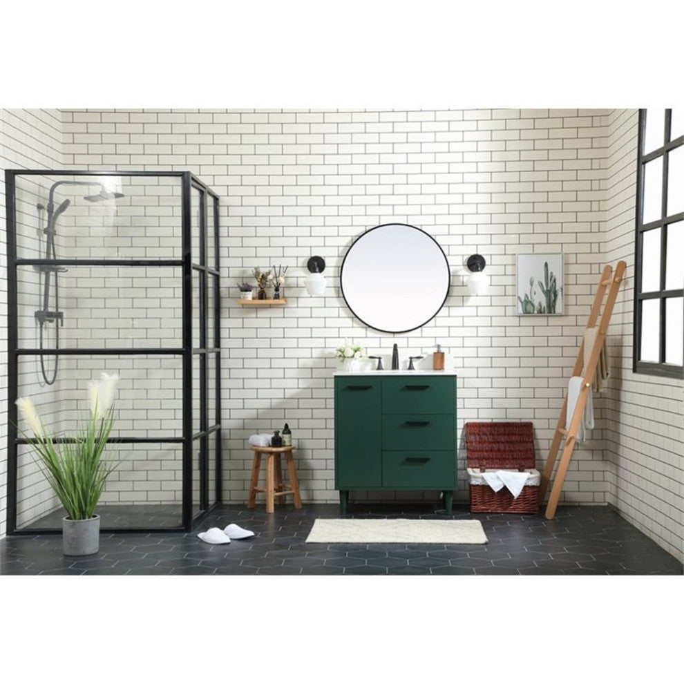 Elegant Decor Baldwin Bathroom Vanity Green