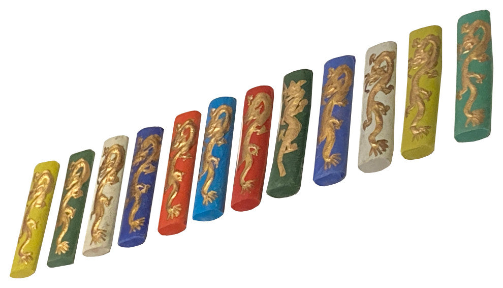 Chinese Calligraphic Multi Color Ink Sticks With Golden Color Dragon Hws3151