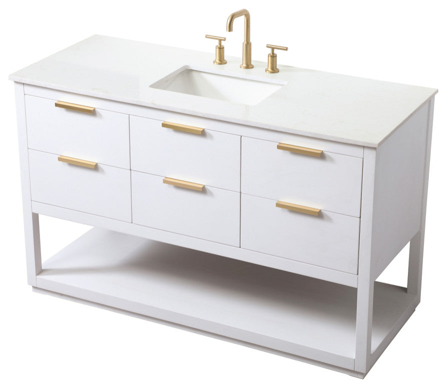 Louie 54" SIngle Bathroom Vanity, White