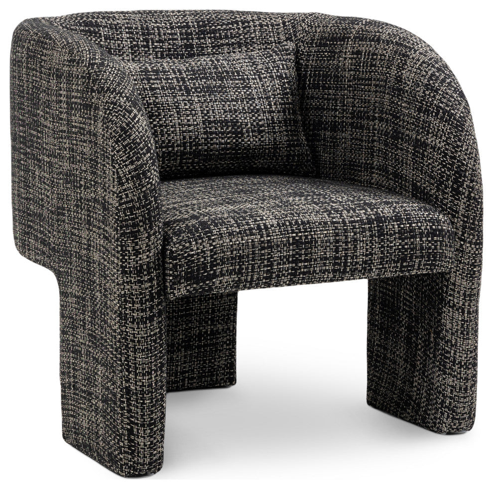 Sawyer Beige Weaved Polyester Fabric Accent Chair, Black, Weaved Fabric
