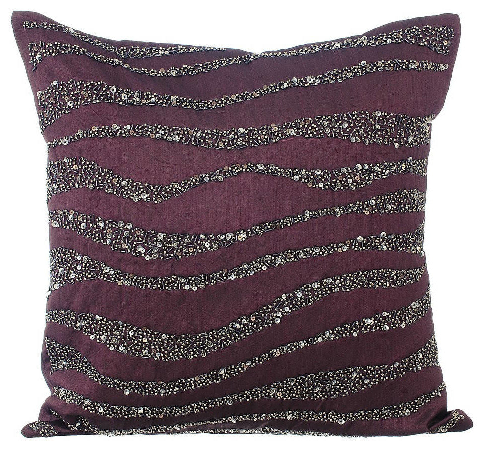 Throw Pillow Covers 18" x 18" Pillowcase Purple Silk Abstract - Purple Ripples