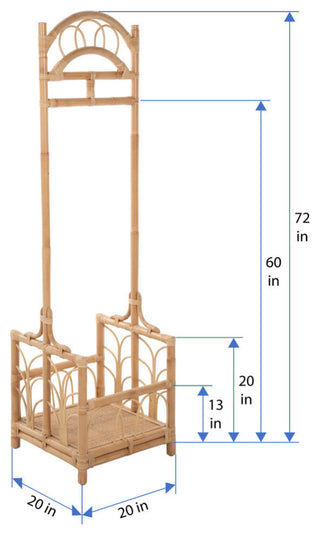 Rattan Freestanding Coat Rack With Shoe Shelf, Natural