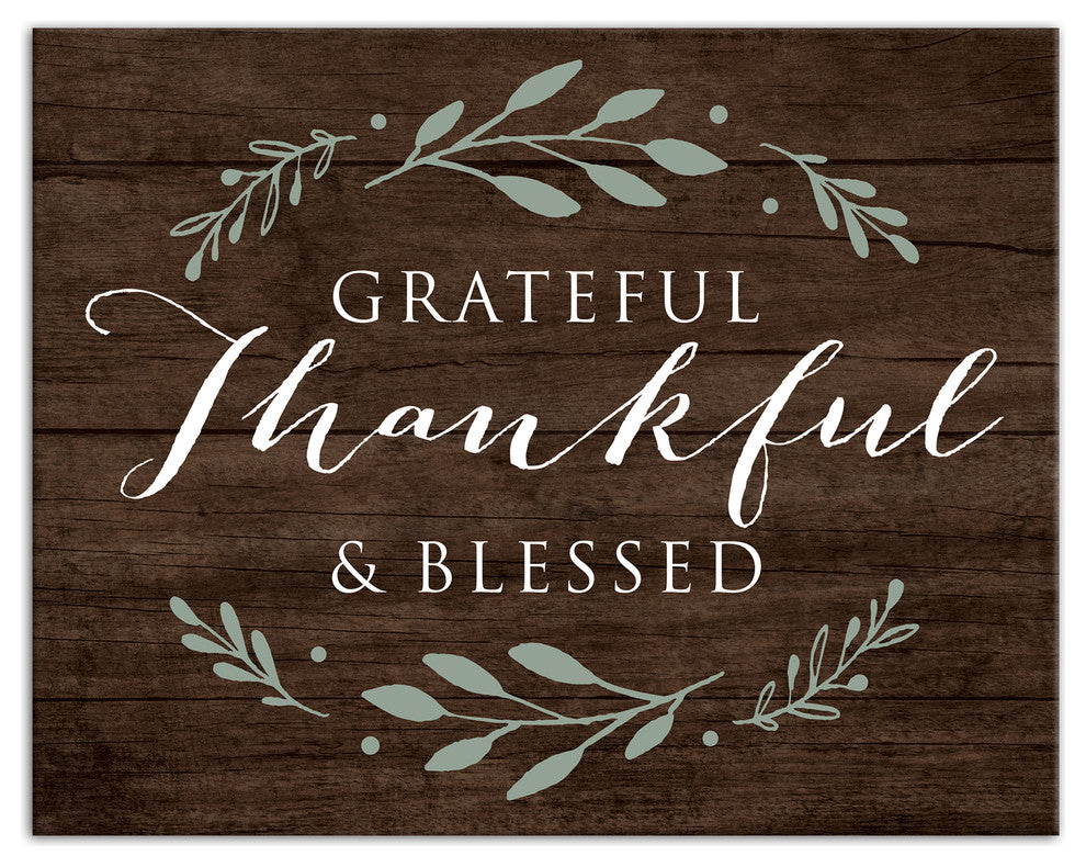 Grateful Thankful & Blessed Print on Canvas