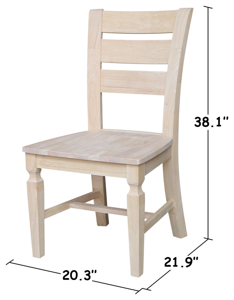 Vista Ladderback Chair - Set of 2 Chairs, Unfinished