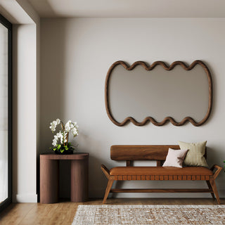 Swirl Ash Wood Large Mirror, Charcoal