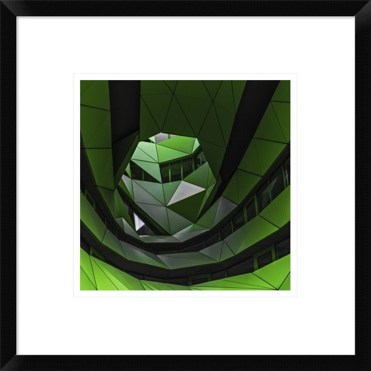 "Green Offices" Framed Digital Print by Gilbert Claes, 18"x18"