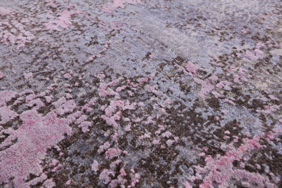 2' 4" X 10' 3" Runner Hand Knotted Wool and Silk Abstract Rug Q9070