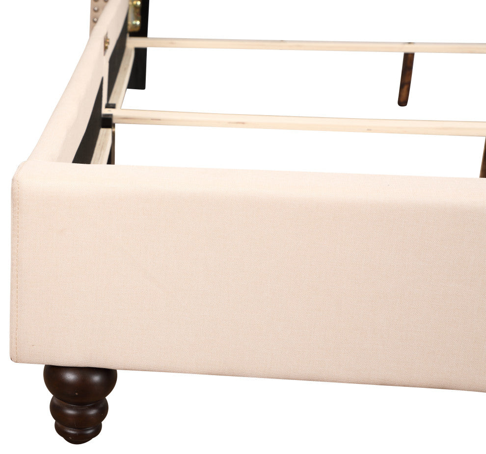 Scotia Upholstered Twill Bed, Beige, Full