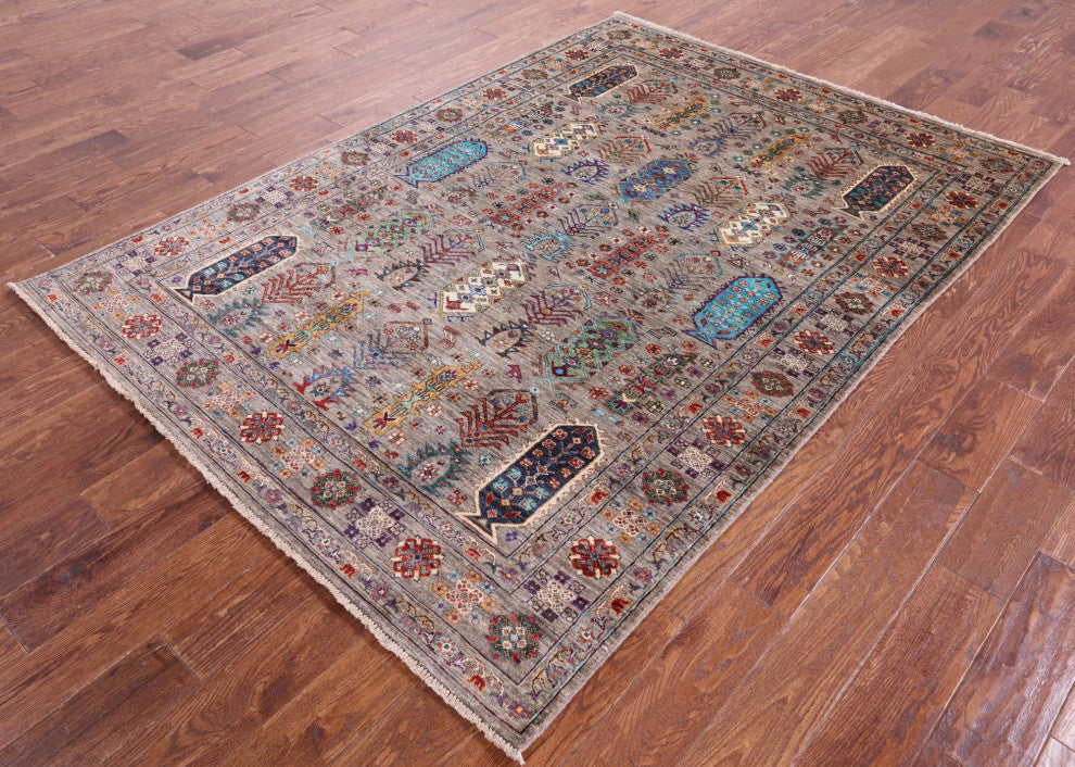 Handmade Fine Turkmen Ersari Wool Rug 5' 5" X 7' 8" - Q12351
