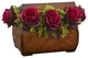 Roses Artificial Arrangement in Decorative Chest, Burgundy