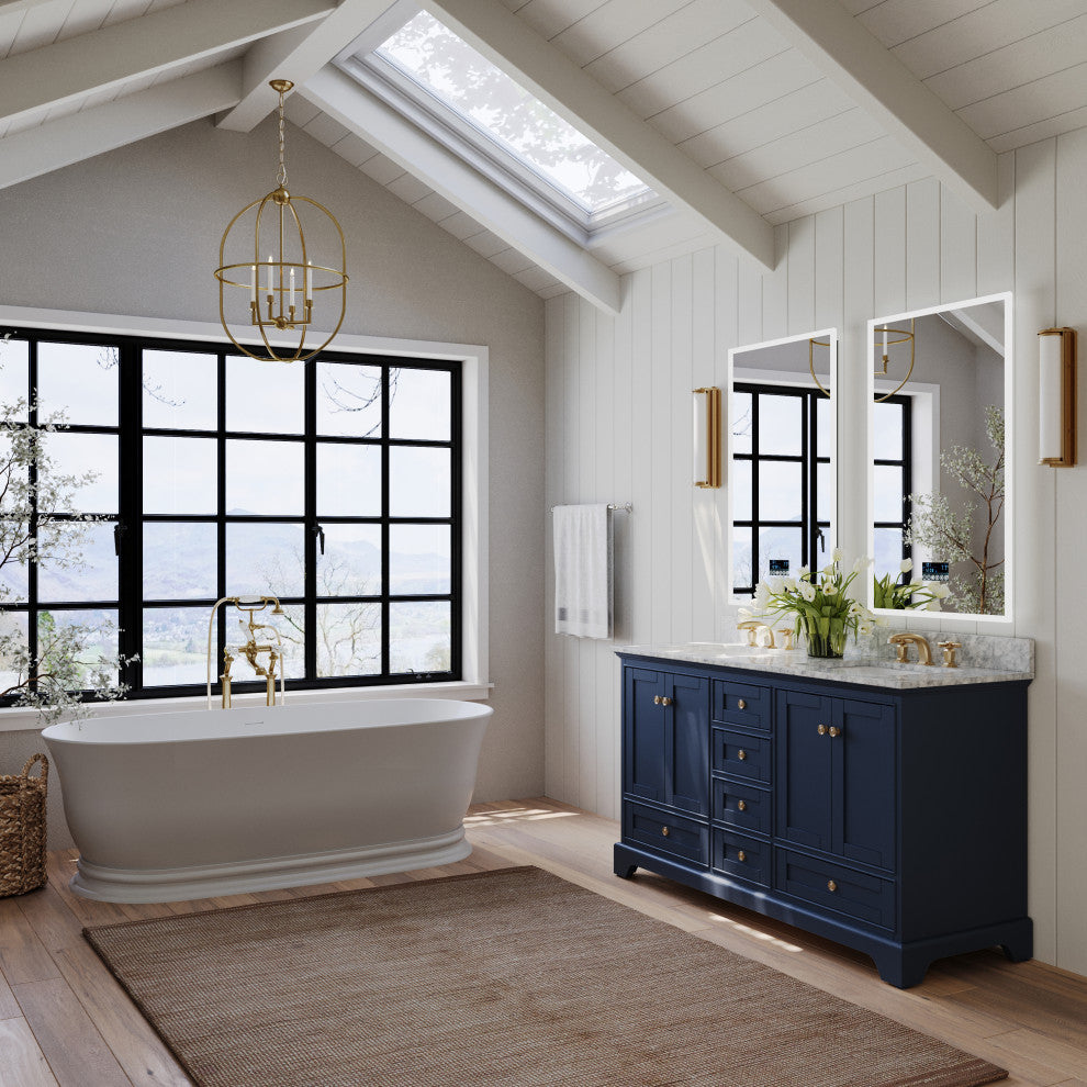 Audrey Vanity Set, Heritage Blue, 60", Gold Hardware, No Mirror