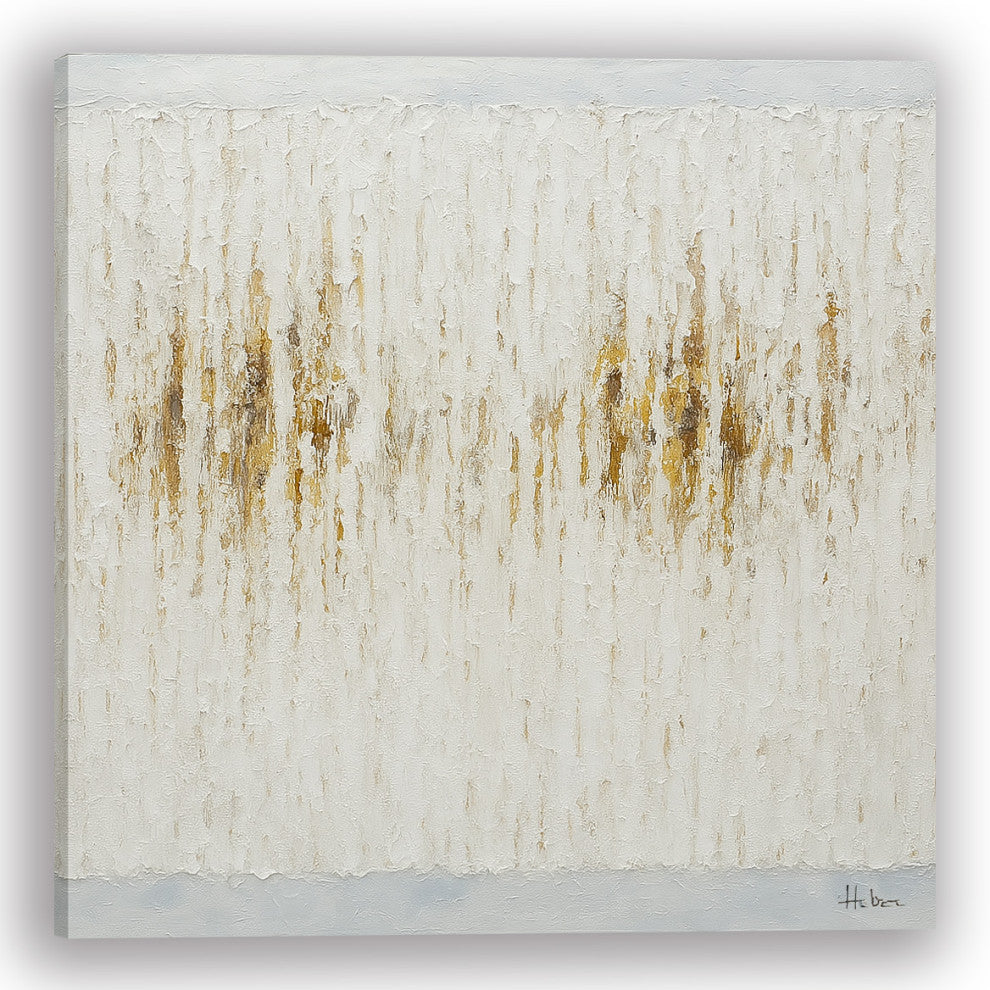 Textured Gold Abstract on White "“ Hand-Painted Painting Art