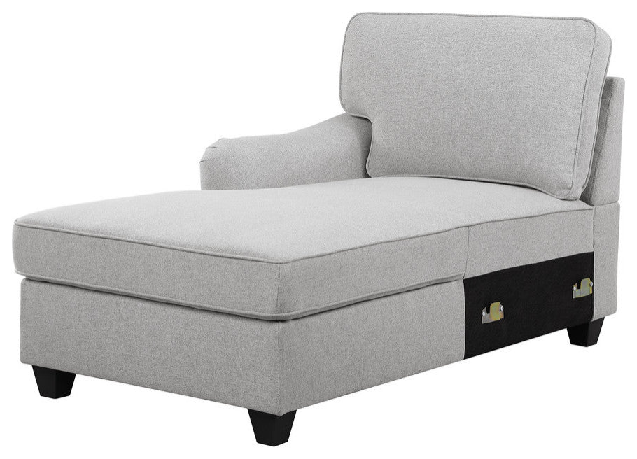 Leo Light Gray Linen 7Pc Modular L-Shape Sectional Chaise, Ottoman, 89121-14