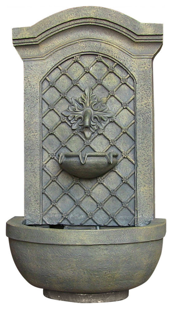 Sunnydaze Rosette Leaf Electric Outdoor Wall Water Fountain, French Limestone