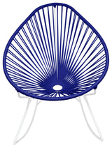 Acapulco Indoor/Outdoor Handmade Rocker, Deep Blue Weave, White Frame