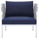 Harmony Sunbrella Outdoor Patio Aluminum Armchair, Gray Navy