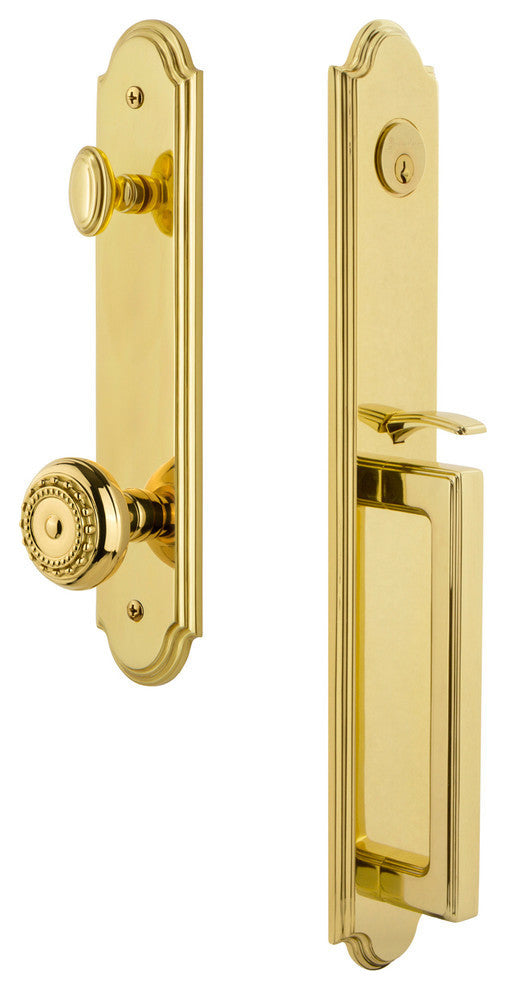 Arc 1-Piece Dummy Handleset, D Grip and Parthenon Knob, Lifetime Brass, 848677