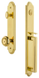 Arc 1-Piece Dummy Handleset, D Grip and Parthenon Knob, Lifetime Brass, 848677