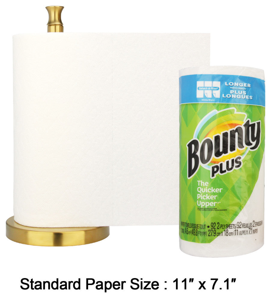 Paper Towel Holder Roll Dispenser Stand for Kitchen CounterandDining Room Table, Brushed Gold