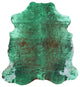 6' 4" X 5' 10" Green Metallic Cowhide Rug C2096