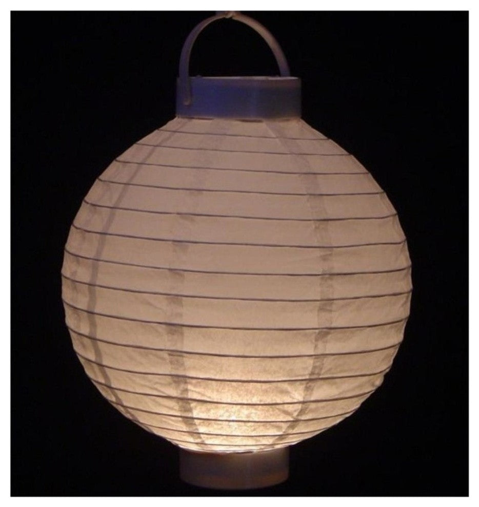 LED White Fabric Garden Patio Chinese Lanterns, Set of 3