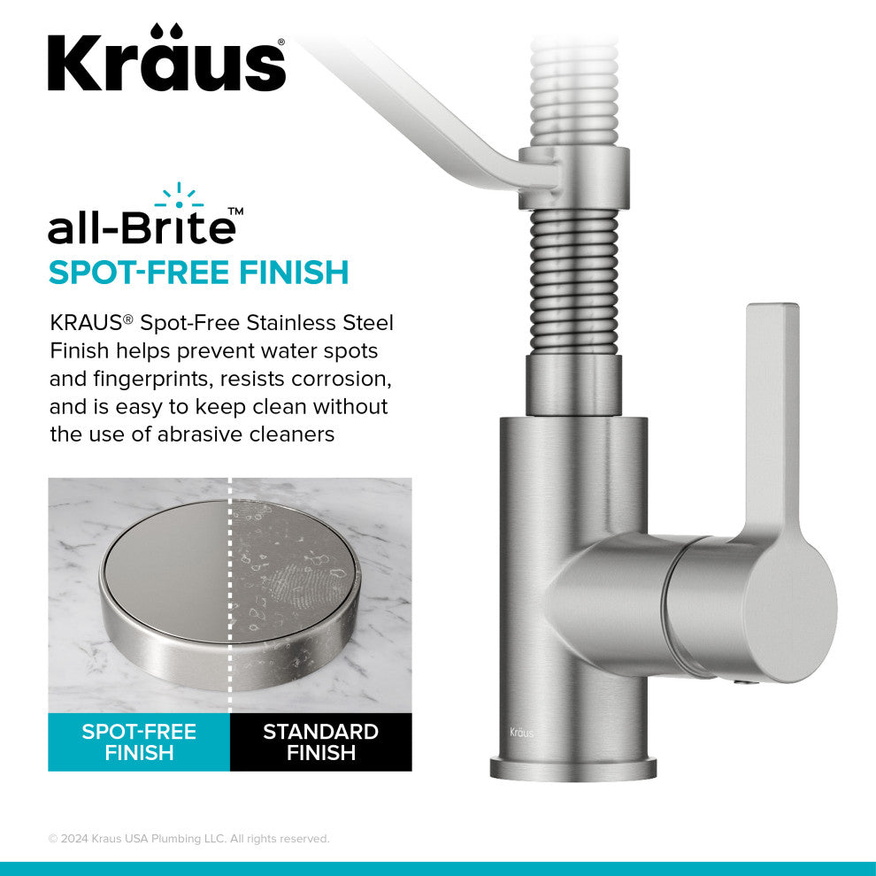 KRAUS Britt Commercial Style 2-Function 1-Handle Pull Down Kitchen Faucet SFS