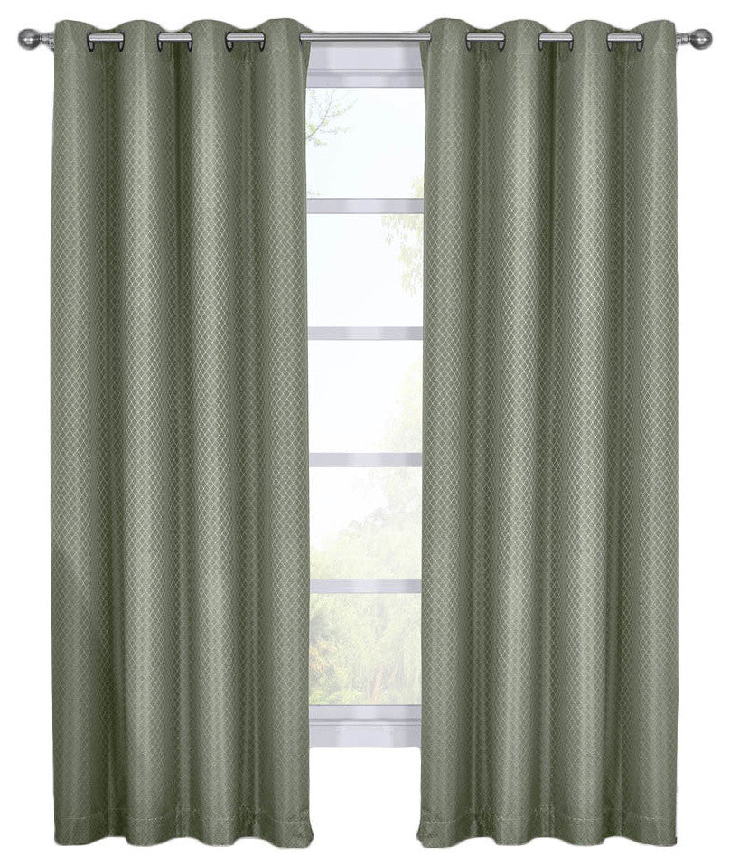 100% Blackout Diamond Woven Drapes, 2PC, Aqua, 108"x63"