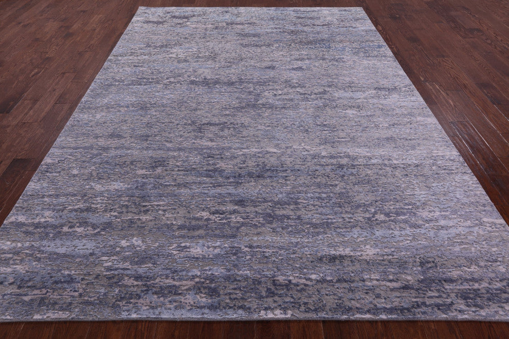 Abstract Wool & Silk Hand Knotted Rug 7' 11" X 10' 6" - Q15819