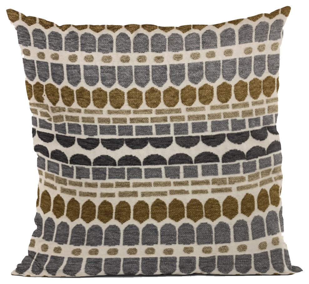 Plutus Green, Gray Harmony Border Luxury Throw Pillow, 22"x22"