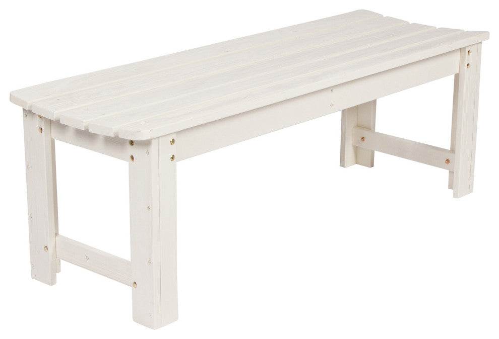 Shine Company 4' Backless Garden Bench With HYDRO-TEX, Eggshell White