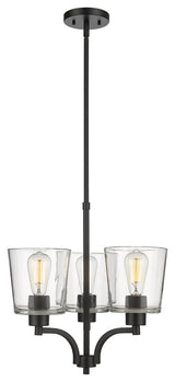 Evalon 3 Light 18" Matte Black Chandelier