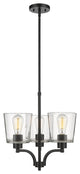 Evalon 3 Light 18" Matte Black Chandelier