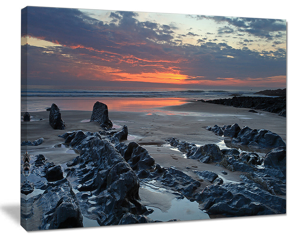 "Woolacombe North Devon Sunset" Extra Large Seascape Art Canvas, 20"x12"